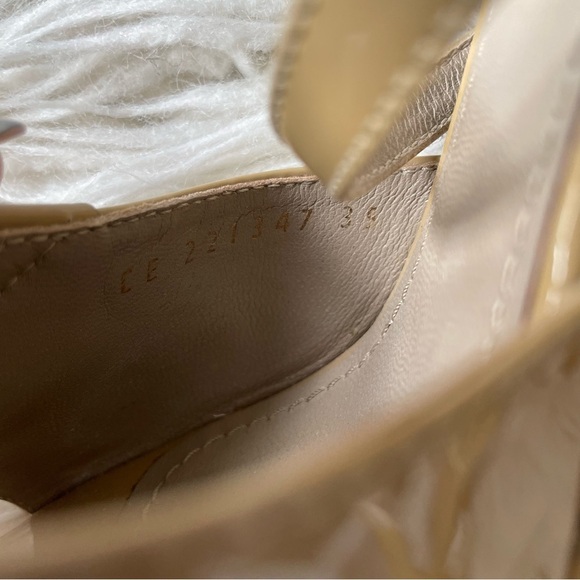 YVES SAINT LAURENT RIVE GAUCHE Patent Leather Beige Slingback Platform Sandal 39 - Picture 12 of 12